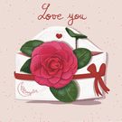 Amour vibrant avec rose et lettre d'amour